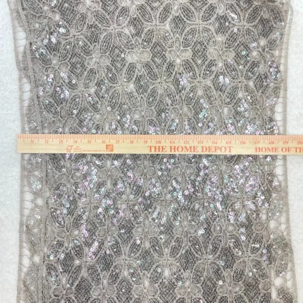 Crochet Scarf Taupe Subtle Gold Metallic Accent For Sparkle